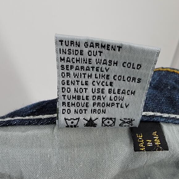 Coogi Jeans Junior 7/8 Embroidered Logo Rainbow Pocket 32x31 Stretch Vintage - Picture 10 of 11